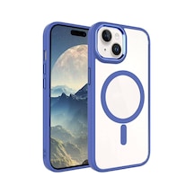 Lexroo Apple iPhone Uyumlu 15 Plus Kılıf Wireless Şarj Özellikli Krom M-safe Silikon Kılıf - Mavi