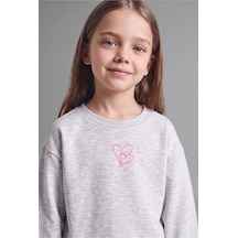 Defacto %100 Pamuk Baskılı Sweatshirt Üst Lastikli Paça Alt 2li Takım Kız Bebek I4475a526augr28 Gri-gr28