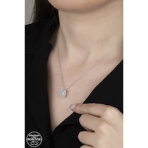 Union Swarovski Zirconia Kadın Octagon Gümüş Kolye (550094997)