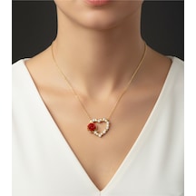Modahilye - 925 Ayar Gümüş Kalbimin Gülü Kolye Altın
