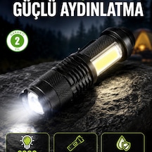4 Modlu Usb Şarjlı Led El Feneri Kamp Ve Outdoor Çok Renkli 07087629
