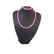 Fimo Soft Nazar Boncuklu Kolye ve Bileklik Seti  Pembe