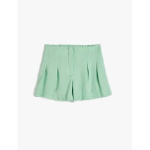 Koton Şort Pileli Diz Üstü Beli Lastikli Green 4skg40109aw Yeşil