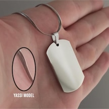 İsim Yazılan Asker Künyesi Dogtag Kolye - Paslanmaz Sevgiliye - Eşe - Babaya - Arkadaşa Çelik Kolye Beyaz