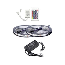 10 Metre 12v 60 Ledli Rgb Dış Mekan Silikonlu Şerit Led 5a Plastik Adaptör 24 Tuşlu Ir Led Kontrol Ü