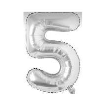 5 Rakam Balon Helyum Uyumlu 34 Inch 76 Cm Normal Şişim Veya Uçan Gümüş Gümüş