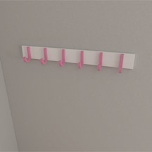 Hepsi3boyutlu Modern Duvar & Kapı Baston Askılık - 6 Adet Pembe J Askılık - Model No : 6 Pembe