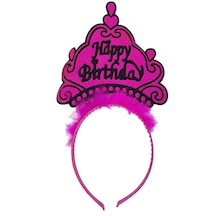 Happy Birthday Neon Fuşya Renk Doğum Günü Tacı 24x15 Cm Çocuk