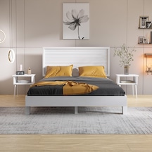 Ebruli Model Beyaz Renk Çam Ahşap Karyola-171 90 x 190 Ebruli Model Beyaz Renk Çam Ahşap Karyola-171 90 x 190