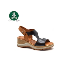 Venüs 2409901y Dolgu Topuk Cırtlı Deri Kadın Sandalet 001