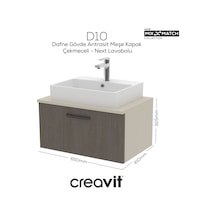 D10 Next Lavabo Dolabı Çekmeceli 65 Cm Dafne Melamin Beyaz