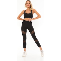 Bonbonetti Chocolate Baby & Kids Kadın Siyah Çif Tül Yüksek Bel Spor Tayt SiYAH