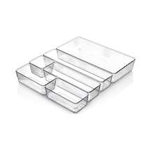 Promosyonca 6 Parça Organizer Çekmece İçi Düzenleyici, Şeffaf Kristal Plastik Düzenleyici Seti, Plastik Organizer Genel