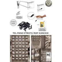 40 Adet 25 Cm Etiketli Tel Pano Kancası - Koruma Kauçuklu - Ekstra Güçlü - Raf Askısı - Raf Kancası Krom
