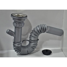 Yapıtaşı YT52 Çift Çıkışlı Körüklü Evye Lavabo Gider sifonu Gri