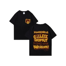 Startmore Rapçi Kanye West Moda Grafik Baskı T Shirt Erkek Kadın Vintage Tee Büyük Boy Kısa Siyah