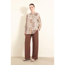 DeFacto Regular Fit Cepli Krep Geniş Paça Palazzo Pantolon E5759AX25SPBN519