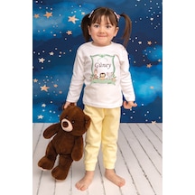Pia Baby İsme Özel Erkek Çocuk Pijama Takımı %100 Pamuk Penye İsim Baskılı Kişiye Özel Çocuk Pijaması 10633s14pi Krem
