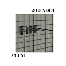 200 adet 25 Cm Tel Pano Kancası Raf Askısı Siyah