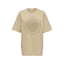 Only Kadın Onlluna Rahat Kesim Bisiklet Yaka T-Shirt 15286655 Cam Camel