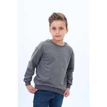 Toontoy Kids Toontoy Erkek Çocuk Relax Fit Bisiklet Yaka Hafif Düşük Omuz Sweatshirt - 2 İplik Antrasit