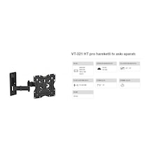 Vontech Vt 321 Ht Pro Tv Askı Aparatı 22-32 Inç Çift Kollu Haraketli Duvar Tipi