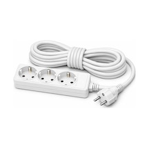 Tr 3'lü Priz 5 Metre Topraklı Uzatma Kablosu Çoklu Grup Beyaz 16a-250v Genel