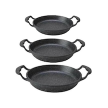 Eda Asya Döküm Granit 3lü Kapaksız Sahan Seti 18-20-22 Cm