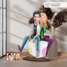 Bk Gift Kişiye Özel Sevgililer Karikatürlü Büyük Boy Ahşap Biblo-35 Arkadaşa Hediye , Sevgiliye Hediye, Kişiye Özel Biblolar Kobitmeyen137589 Bk Gift