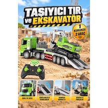 Uzaktan Kumandalı Lisanslı Tır Ve Ekskavatör 1:12 Ölçek 6 Fonksiyon 1 Kumanda 2 Araç Oyuncak Tır Çok Renkli