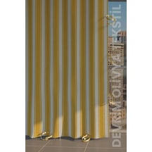 Devrim Olivya Tekstil Sari-beyaz Çizgili Özel Dikim Lüks Halkalı Branda Balkon Perdesi 140 X 170