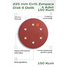 225 Mm Cırt Zımpara 150 Kum 6 Delikli Disk Zımpara 4 Adet Duvar Alçı Tabanı İçin