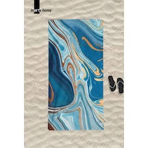 Marte Home Blue Marble Baskılı Plaj Havlusu MAvi