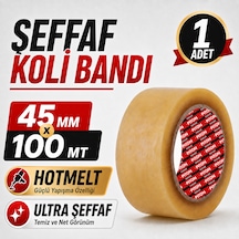 Sanplaza Şeffaf Hotmelt Koli Bandı 45 Mm X 100 Mt Güçlü Yapışkanlı Paketleme Ambalaj Bandı 1 Adet