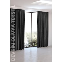 Shy Tekstil Lüks 1. Sınıf Düz Dikim Siyah Ada Fon Perde En X Yükseklik Siyah