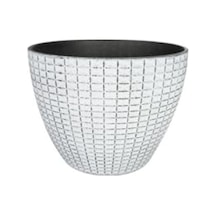 Beyaz Desenli 22 Cm Plastik Saksı