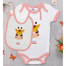 Bk Kids Super Hero Tasarımlı Pembe Bebek Body Zıbın Ve Mama Önlüğ Çok Renkli