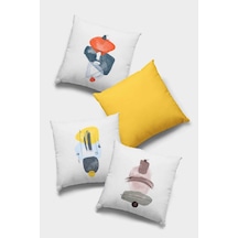 Sarı Modern Çift Taraflı 4'lü Set Kırlent Kılıfı 4kr060n11