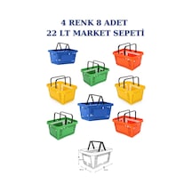 8 adet 22Litre Market ve Alışveriş Sepeti, Saplı Market Sepeti R4