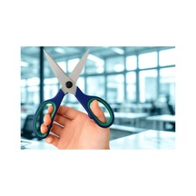 Jouis Makas Paslanmaz Çelik Büyük Ofis Makası Ergonomik Kauçuk Saplı, Yeşil-lacivert Renkli, Ev & Büro Tipi Makas 14 Cm