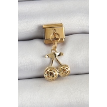 Zarif Kadın İçin Golden Çelik Sallantı Zirkonlu Fiyonk Bakla Bileklik