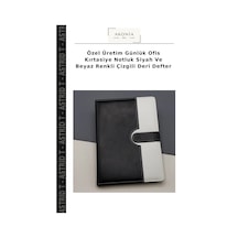 Özel Üretim Günlük Ofis Kırtasiye Notluk Siyah Ve Beyaz Renkli Çizgili Deri Defter Çok Renkli