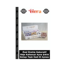 Özel Üretim Dekoratif Obje Kullanışlı Ayna Şıklık Detayı Taşlı Kedi El Aynası Diğer
