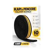 Siyah Kapı Pencere Yalıtım Bandı 10 Metre, Kendinden Yapışkanlı Çift Kanallı Pvc İzolasyon Fitili, R