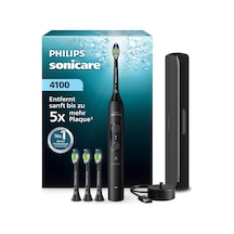Philips Sonicare Series 4100 Elektrikli Diş Fırçası - Basınç Sensörlü Sonic Diş Fırçası, 4 Fırçalama Ayarı, Easystart, Smartimer, 21 Günlük Çalışma Süresi, Seyahat Çantası, Siyah, Hx4046/52, Yeni