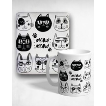 Meow Bilek Destekli Mouse Pad Ve Kupa Bardak Seti Mousepad