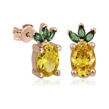 Caelo Gümüş Ananas Figür Meyve Çivi Küpe