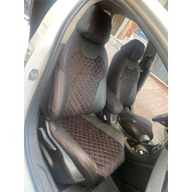 Citroen C5 Arka Sırt Arka Oturma 2+1 Arka Sırt Kolcaklı Model Kırmızı Nakışlı Taytüyü Siyah Deri