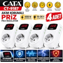 4000w Akım Korumalı Led Göstergeli Priz 4 Adet Kompakt Tasarım İle Güvenli Kullanım Kablosuz