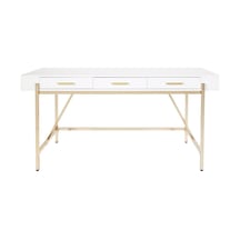 Mandy Gold Metal Beyaz Çalışma Masası